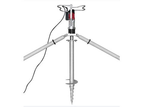 A 4000 W electric ground screw driver with support tube and ground screw on white background.