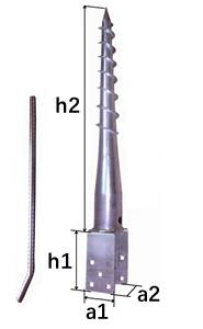 A galvanized C-1 ground screw with U-shaped base support