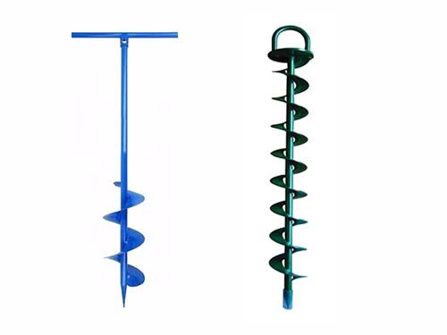 two type F ground anchors, the first one: with parallel rod head and screws, the second one: closed loop head and screws.