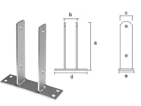 A type T post supports with ichnography about sizes.