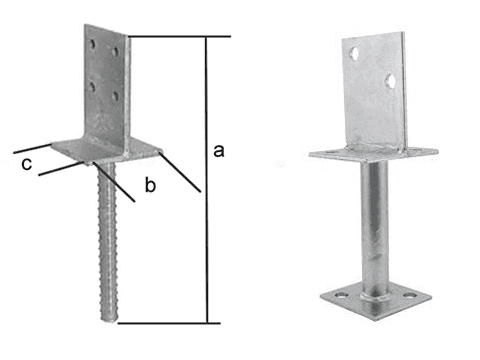 Two type T post supports with and without plate.